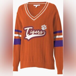 Clemson University Tigers Women's Medium Orange V-Neck Sweater